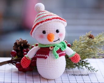 Snow man crochet pattern - Christmas decration pattern - Amigurumi patternm - Crochet Snow man - Amigurumi tuto