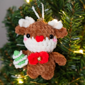Christmas Ornament Pattern Set PDF : Crochet Santa Ornament, crochet gingerbread man , crochet reindeer, crochet ornament, christmas deco image 4