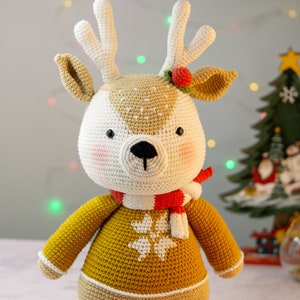 PDF Amigurumi pattern English/ French/Spanish: Prancer BIG reindeer Crochet large reindeer 45cm/18 inc tall Français patron-Amigurumi doll image 3