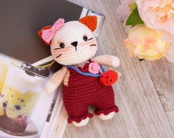 FREE PDF crochet pattern: Lilian kitty-Amigurumi doll pdf-Crochet doll Pattern-Cat crochet Pdf-Amigurumi animal-Amigurumi tuto-Crochet kitty