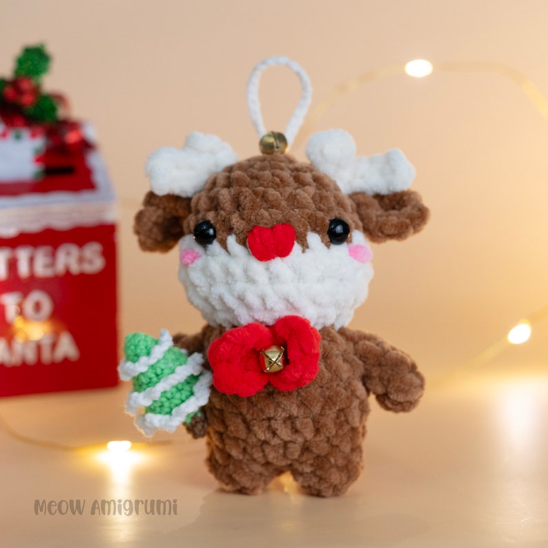Christmas Ornament Pattern Set PDF : Crochet Santa Ornament, crochet gingerbread man , crochet reindeer, crochet ornament, christmas deco image 8