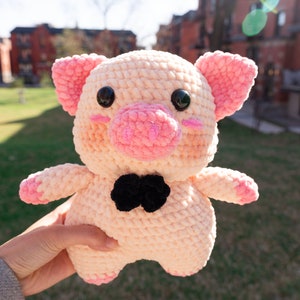 PDF crochet pig pattern English: Toru the pig-Amigurumi doll pdf-Crochet Piggy Pattern-Pig crochet-Amigurumi animal-chunky yarn image 1