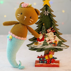PDF Crochet pattern:Amigurumi Merkitty Pattern-Sushi mermaid cat -Crochet cat-amigurumi Pattern-Purrmaid-Mermaid Kitty-Amigurumi tuto