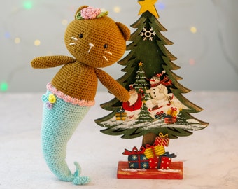 PDF Crochet pattern:Amigurumi Merkitty Pattern-Sushi mermaid cat -Crochet cat-amigurumi Pattern-Purrmaid-Mermaid Kitty-Amigurumi tuto