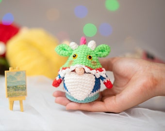 PDF Crochet Mini Dragon Gnome Pattern: Mini Gnome Pattern, Cute Gnome, christmas gnome,home decor,Gnome Crochet Pattern, Amigurumi Gnome
