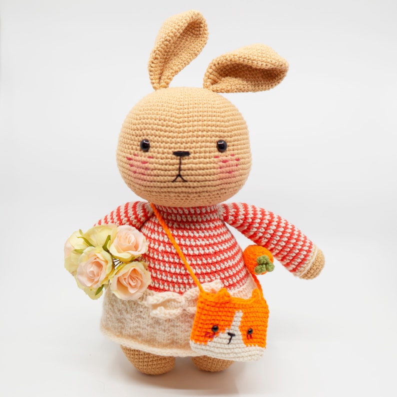 PDF crochet pattern English/French: July bunny go to party-Large bunny 40cm/16 inc tall-Bunny crochet Pdf-Tutoriel crochet en français image 3