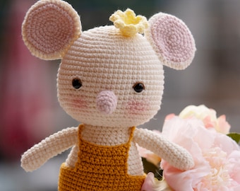 PDF Crochet Pattern: Ciara the Princess Mouse With Dungarees