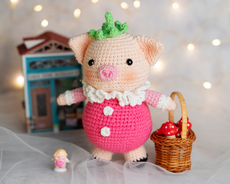PDF crochet pig pattern English: Rosy the pig-Amigurumi doll pdf-cochon patron-Crochet doll Pattern-Pig crochet-Amigurumi animal image 3
