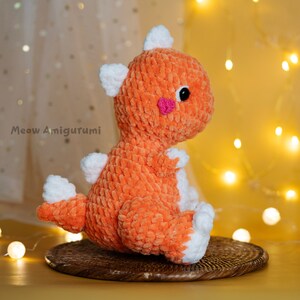 Crochet Dinosaur Patterns PDF English, T-Rex Amigurumi Pattern For Beginner, Dinosaur chenille yarn, amigurumi pattern image 4