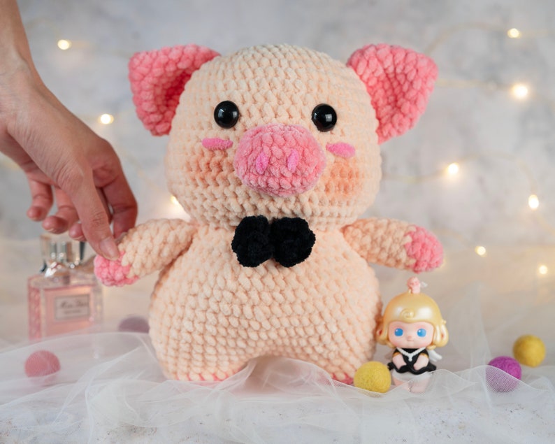 PDF crochet pig pattern English: Toru the pig-Amigurumi doll pdf-Crochet Piggy Pattern-Pig crochet-Amigurumi animal-chunky yarn image 2