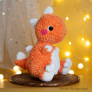 Crochet Dinosaur Patterns PDF English, T-Rex Amigurumi Pattern For Beginner, Dinosaur chenille yarn, amigurumi pattern image 2