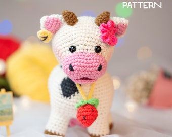 Patron au crochet PDF Vache: Modèle amigurumi de vache à lait (anglais), modèle de crochet de vache, modèle de vache au crochet, modèle de crochet d'animaux de la ferme au crochet