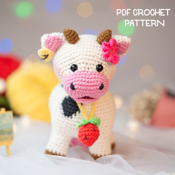 PDF Crochet Pattern Cow: Milk cow amigurumi pattern (English), cow crochet pattern, crochet cow pattern, crochet farm animal crochet pattern