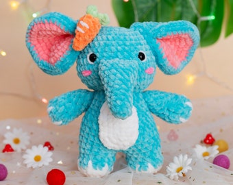 Crochet Elephant Patterns (PDF - English, French), Elephant Amigurumi Pattern For Beginner,  Elephant chenille yarn, amigurumi pattern