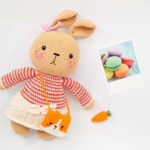 PDF crochet pattern English/French: July bunny go to party-Large bunny 40cm/16 inc tall-Bunny crochet Pdf-Tutoriel crochet en français image 2