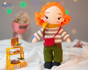 PDF Crochet Doll Pattern (English, French,Spanish, German, Portuguese): Emily winter girl - Amigurumi Doll Pattern - Crochet doll pattern