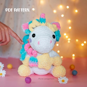 Crochet Unicorn Patterns (PDF - English), Unicorn Amigurumi Pattern For Beginner, Unicorn chenille yarn, amigurumi pattern, PDF Download
