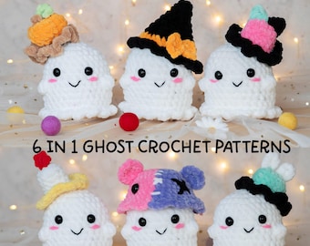 6 in 1 Halloween Geist Häkelanleitung (PDF - English) - Häkelgeist Anleitung - Amigurumi Geist Muster - Einfache Geist Häkelanleitung