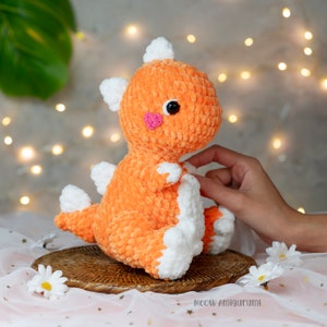 Crochet Dinosaur Patterns PDF English, T-Rex Amigurumi Pattern For Beginner, Dinosaur chenille yarn, amigurumi pattern image 3