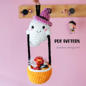 Crochet Halloween Ghost Pattern (PDF) - Crochet Ghost Pattern - Crochet Air Balloon Ghost  - Amigurumi Ghost Pattern - Halloween toy pattern