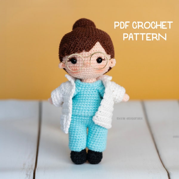 PDF crochet pattern English: Doctor doll - Amigurumi pattern - Crochet pattern - Amigurumi doll