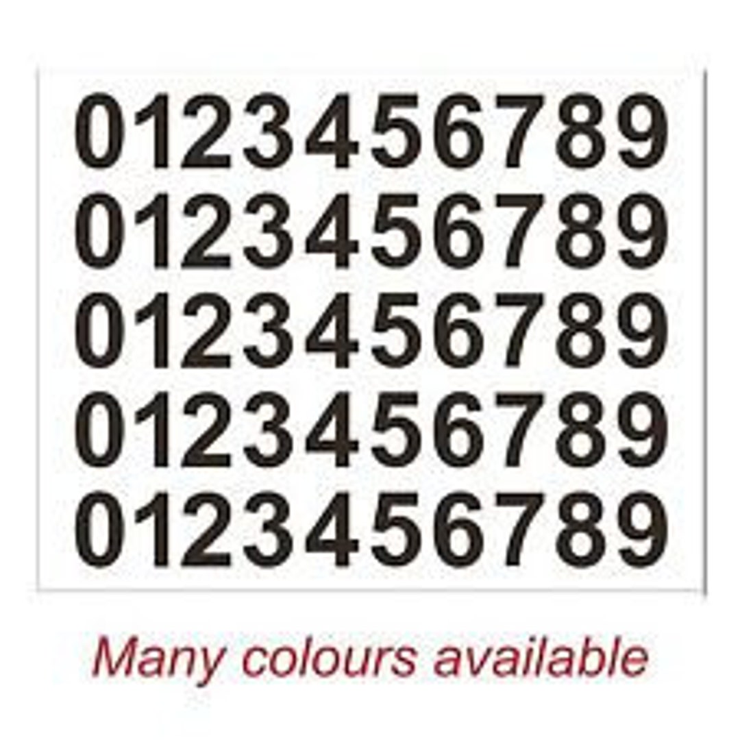 30mm Self Adhesive VINYL NUMBERS (5 Sets 09) Lots of COLOURS Decal