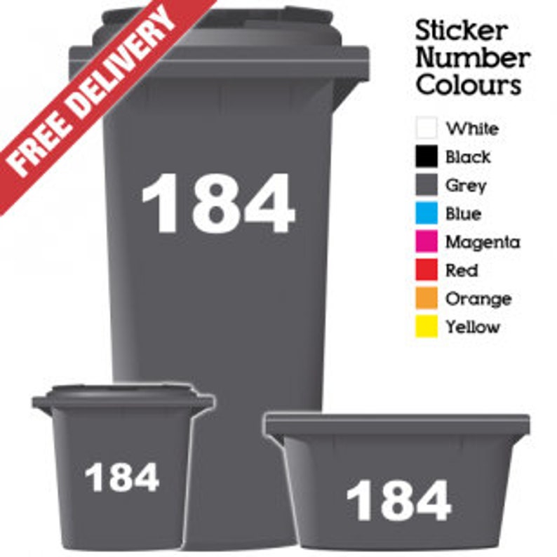 Wheelie Bin Decal Numbers / 1 Set of up to 3 Numbers per Pack Etsy UK