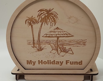 Personalized Wooden Holiday Fund Money Box