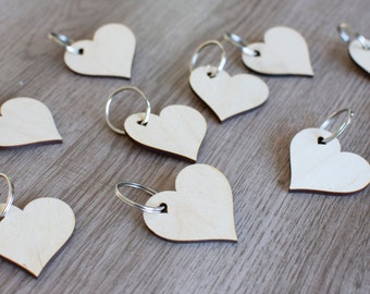 10 x Top Quality Birch plywood heart pack of 10 key fob blanks key ring packs pyrogrophy blanks craft blank craft shapes birch plywood