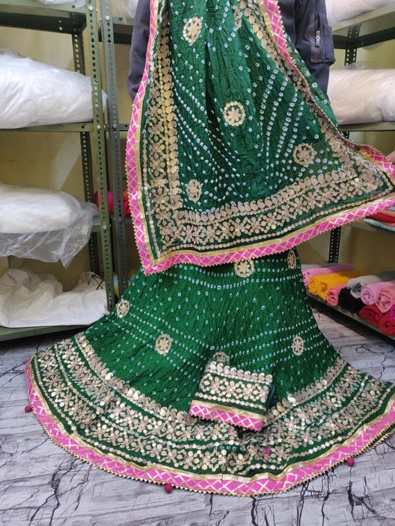 Indian Rajasthani Designer Bandhej Silk 
