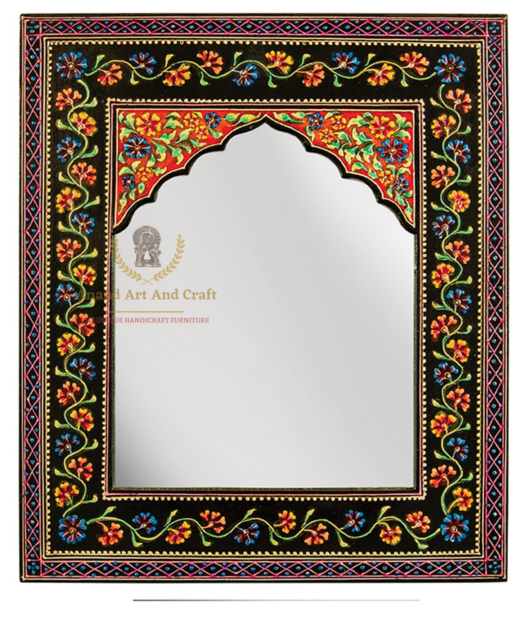 Wood Hand Painted Indian Mirror Frame Wall Mirror Frame Wall Etsy
