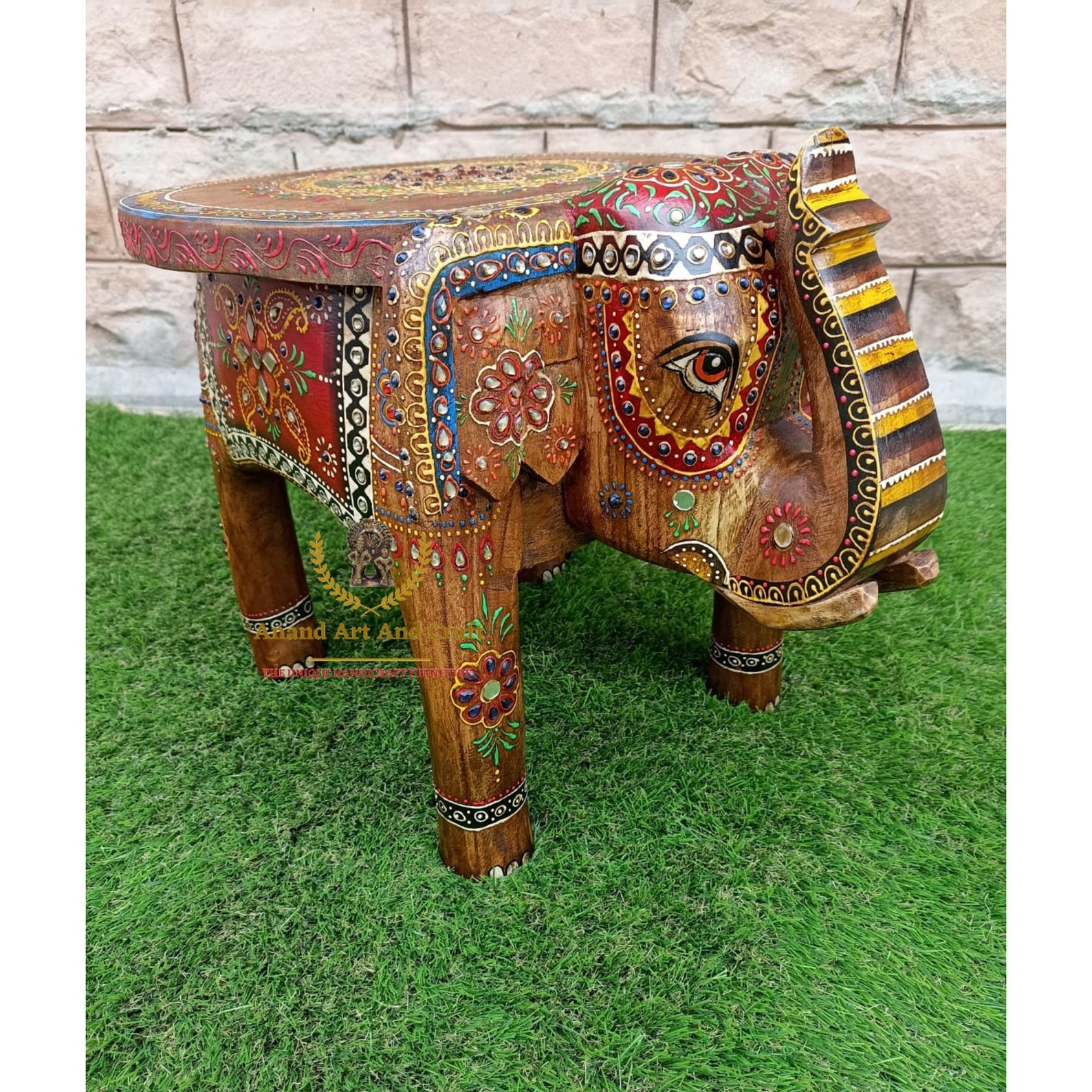 Wood Elephant Stool Indian Hand Carving Wooden Elephant Coffee Etsy