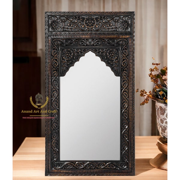 Wooden Frame Beautiful Curved Work Indian Mirror Frame Wall Mirror Frame Wall Mirror Decor Wall Hanging Home Decor Indian Handicraft Art