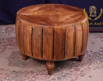 Wood Coffee table wooden Cocktail Table Unique table Hand made Round Beautifully Home Decor Table Indian Handcrafted Art