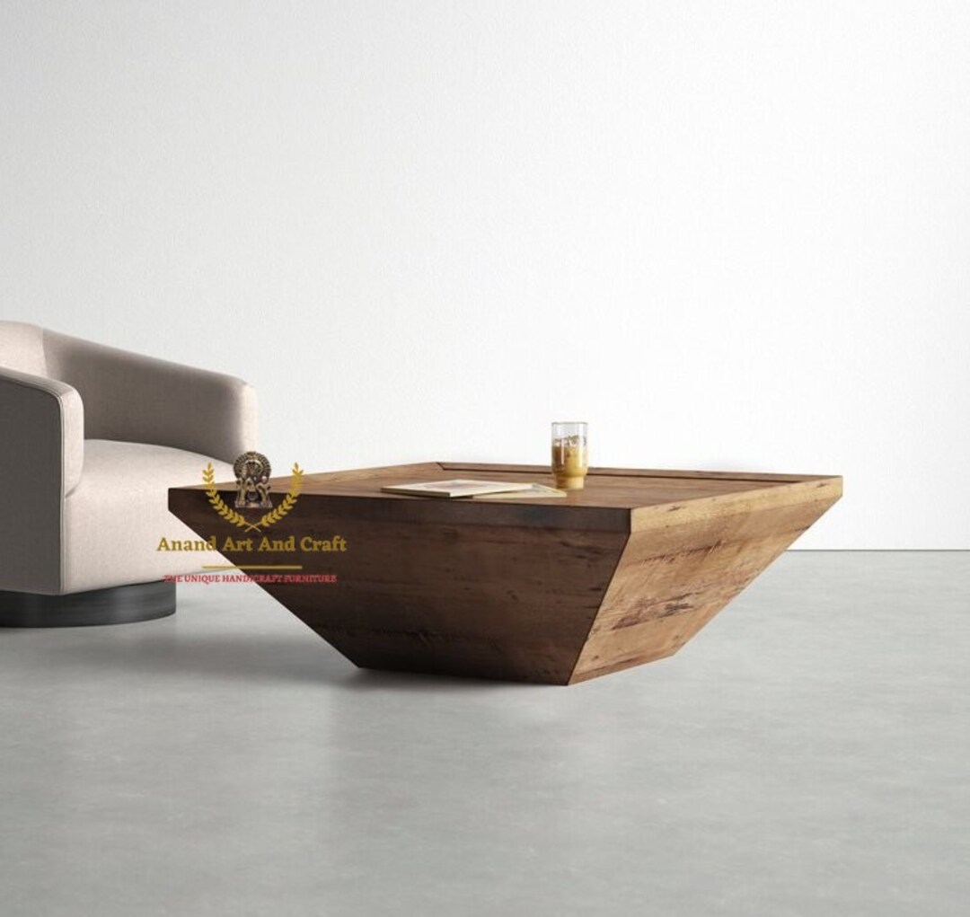 Wooden Square Coffee Table Wooden Cocktail Table Unique Table - Etsy