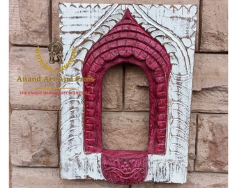 Wood Picture Frame/ Photo Frame/ Mirror Frame/ Bracket shelf/ Rustic Look Hand Made and Carved Unique photo Frame Collectible Indian Art