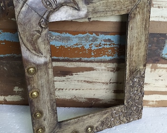 Wood Picture Frame Photo Frame, Hand Made and Carved, Unique Design photo Frame, Vintage Style Photo Frame, Wall Frame