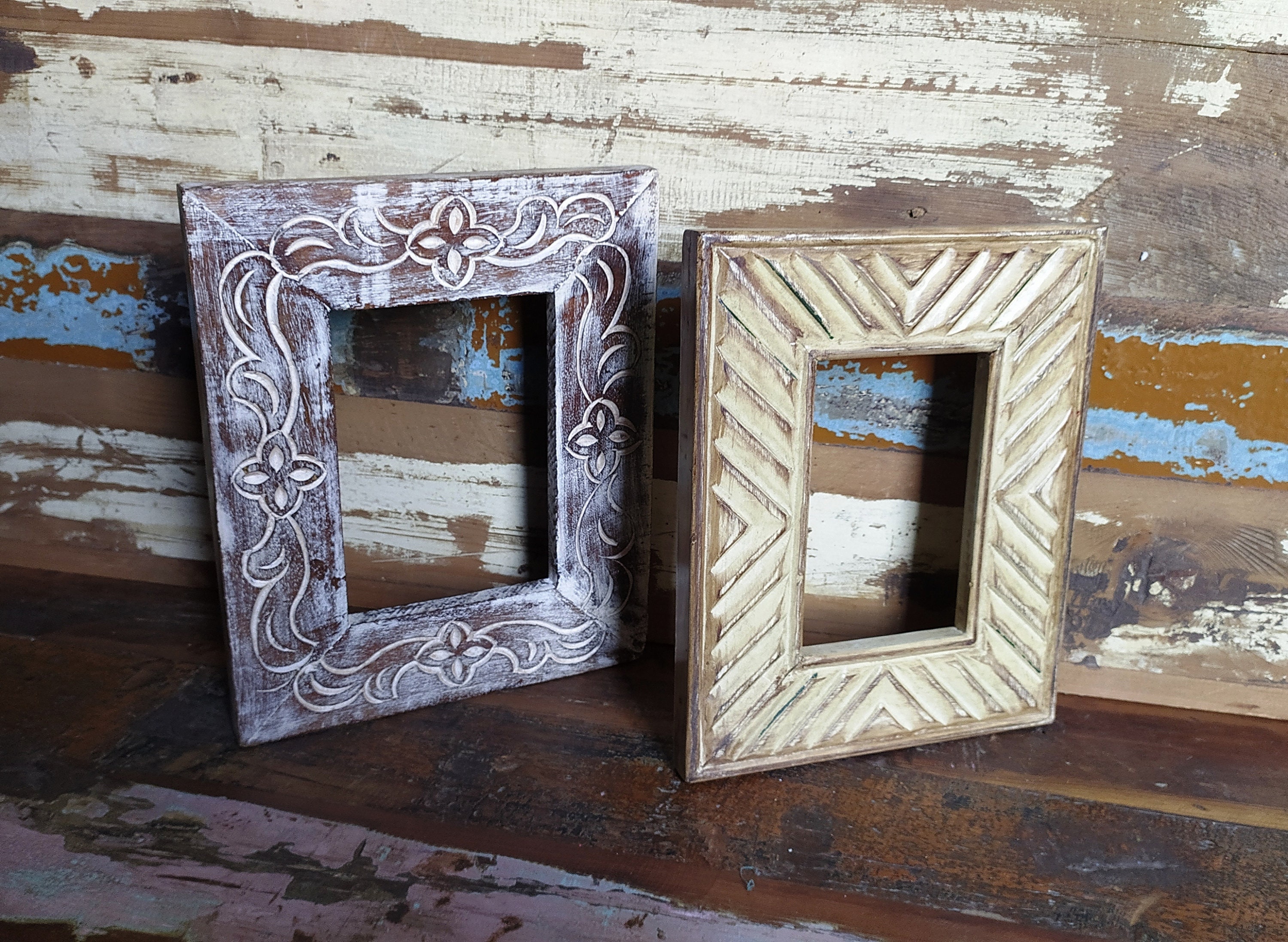 Wooden Picture Frame Wood Photo Frame Old Hand Made Carved Etsy UK