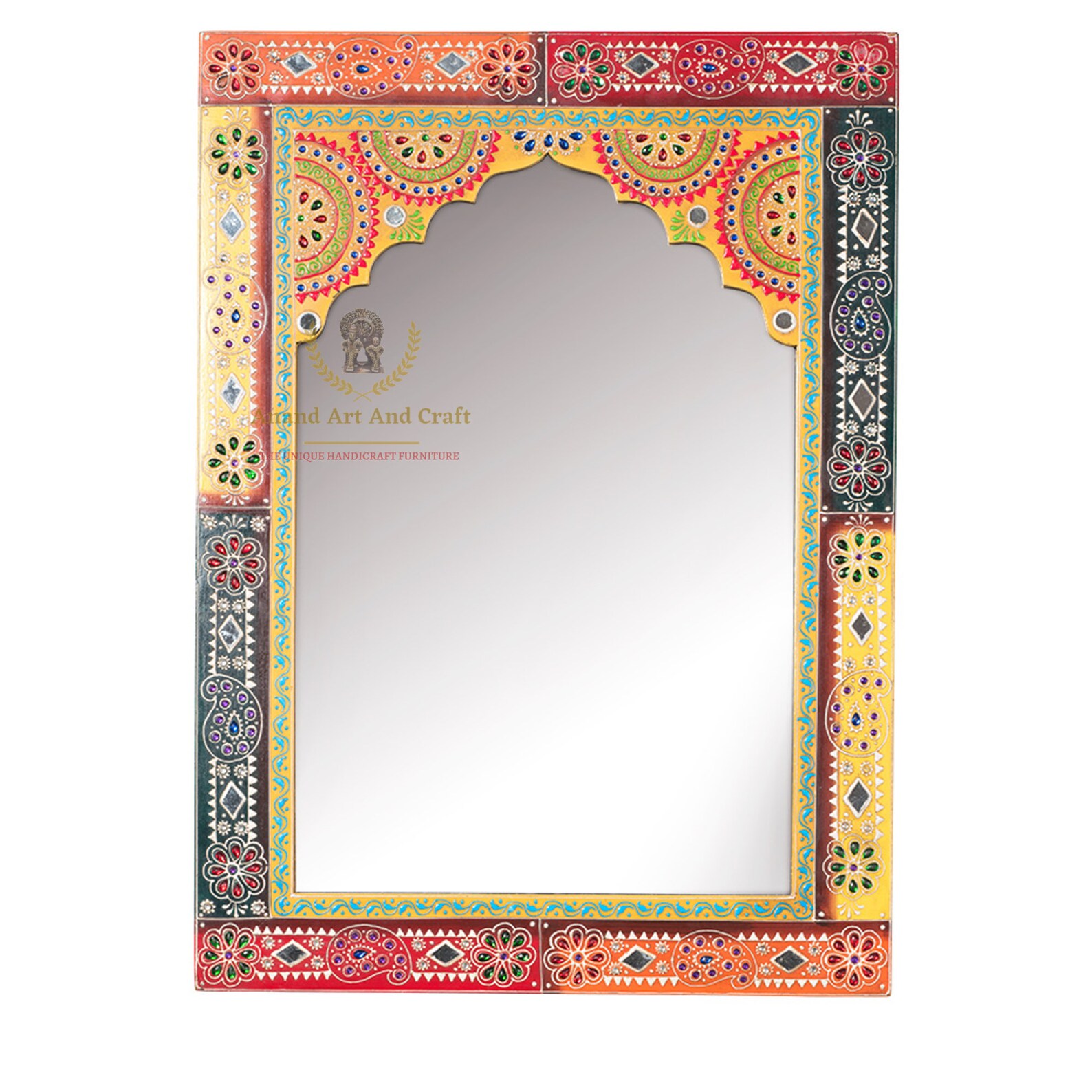 Wood Hand Painted Indian Mirror Frame Wall Mirror Beautiful Etsy