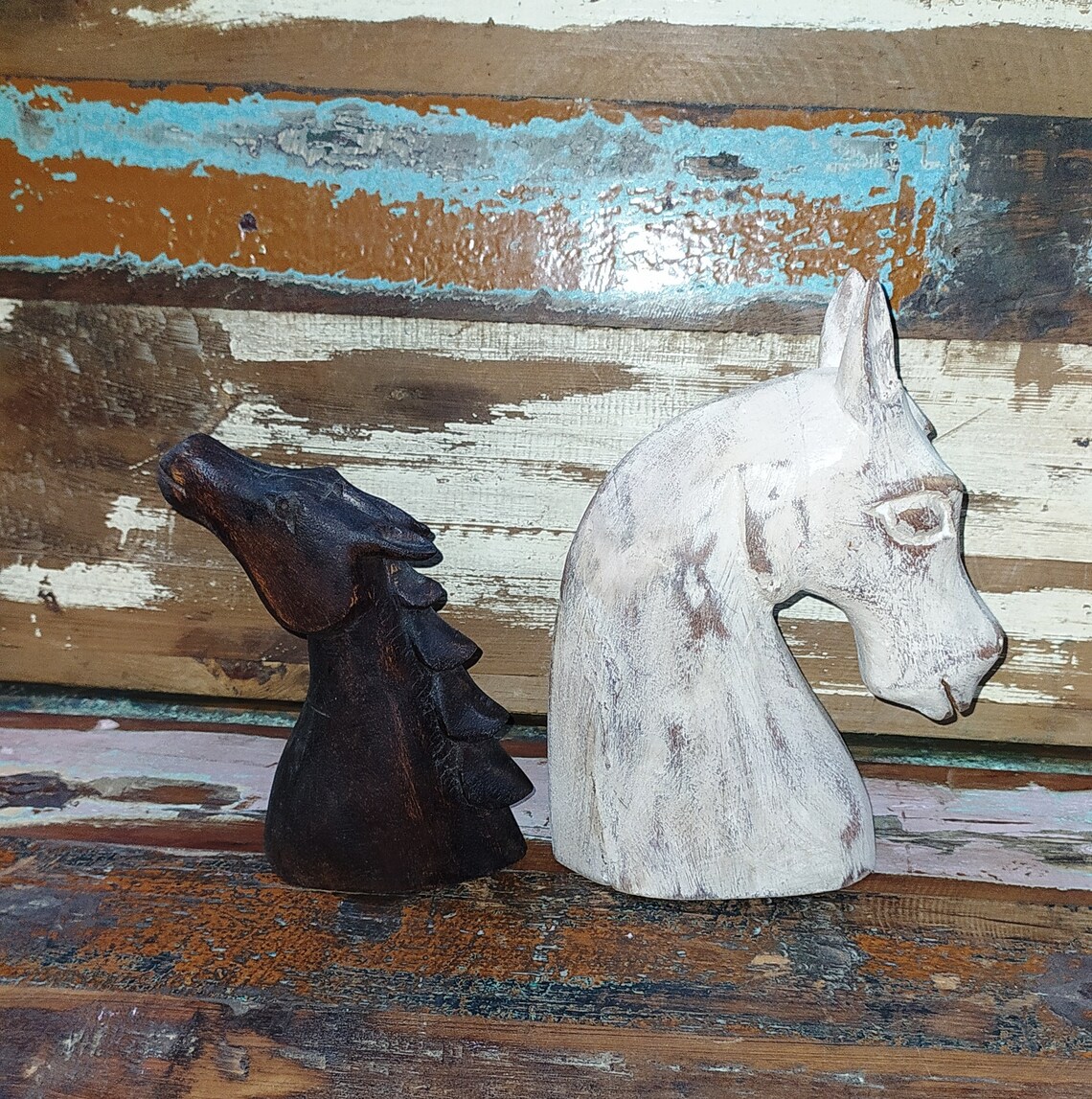 Wooden Horse Head Hand Made Carved Old Vintage design Wood Etsy