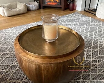 Wood Coffee table wooden Cocktail Table Unique table Hand made Round Beautifully Home Decor Table Indian Handcrafted Art