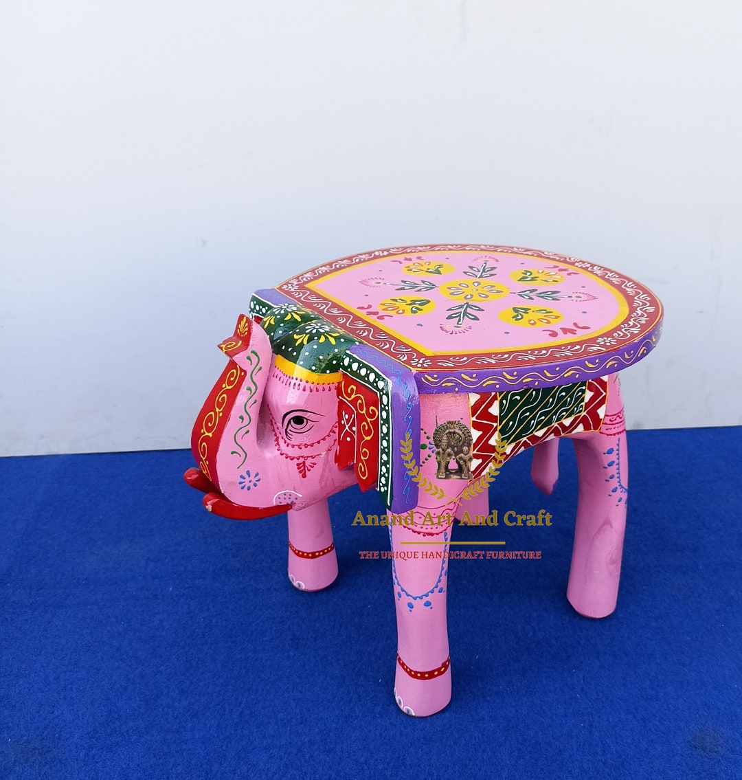 Wooden Elephant Stool Elephant Table Decorative Indian Handicraft Hand