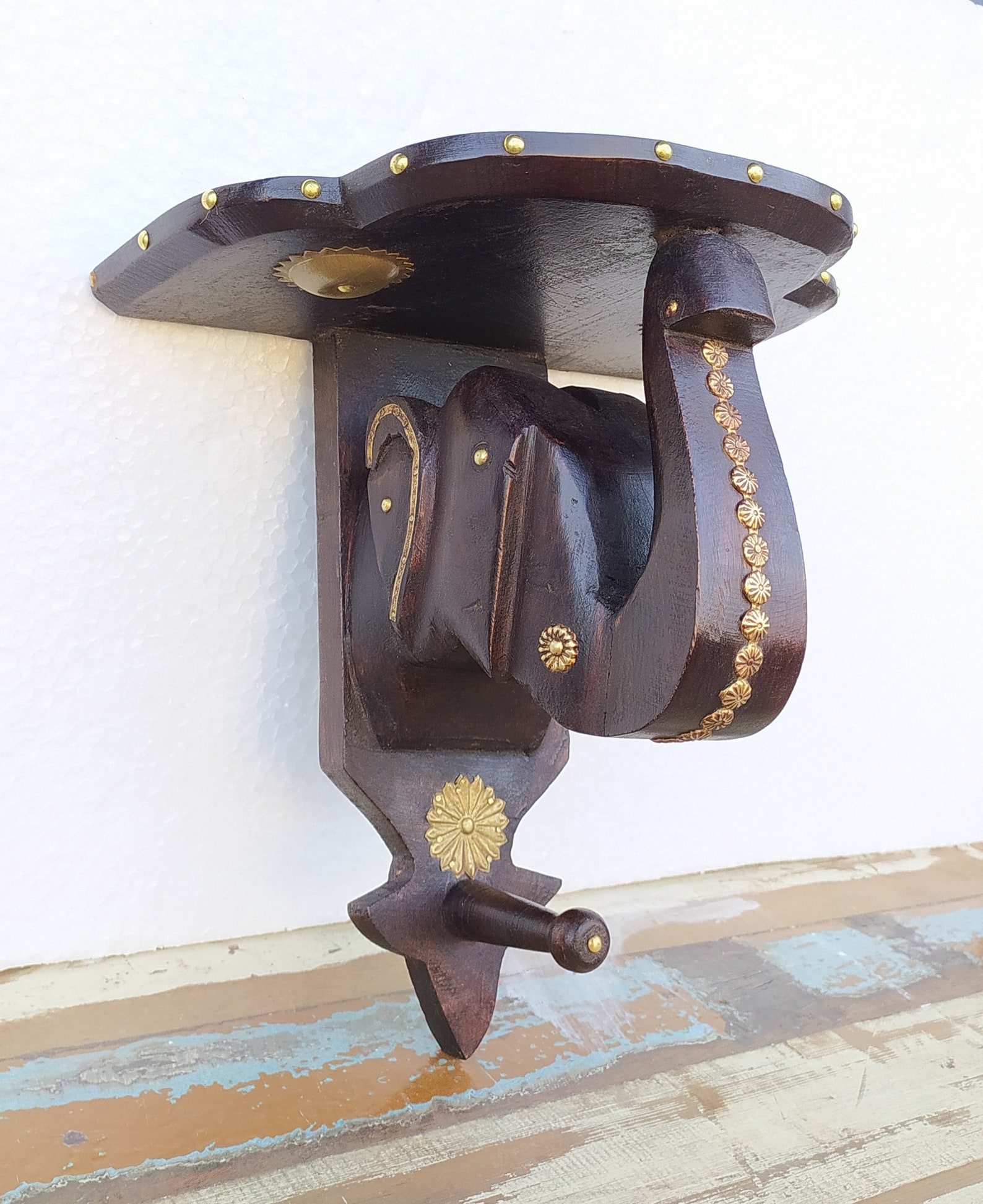 Wood Wall Bracket Shelf Shelving Handcrafted Elephant Wood Etsy