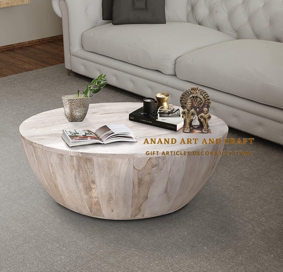 Marble & Wood Side Table for Living Room – Fleck