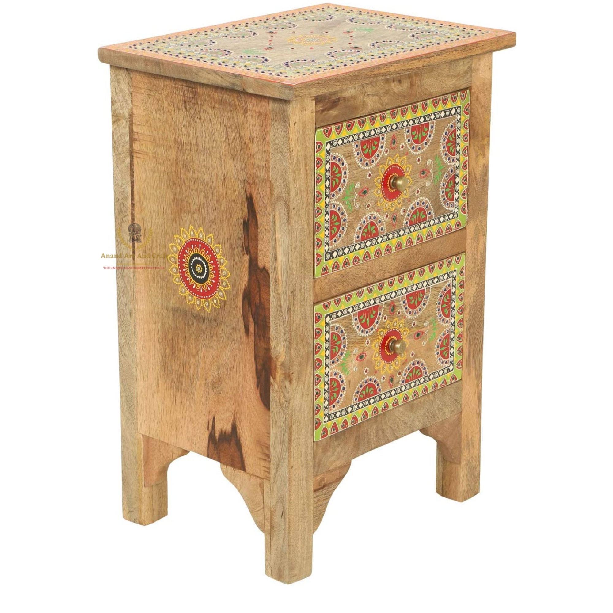 Wooden Bedside Table Wood Solid HandPainted Drawer Bedside Etsy