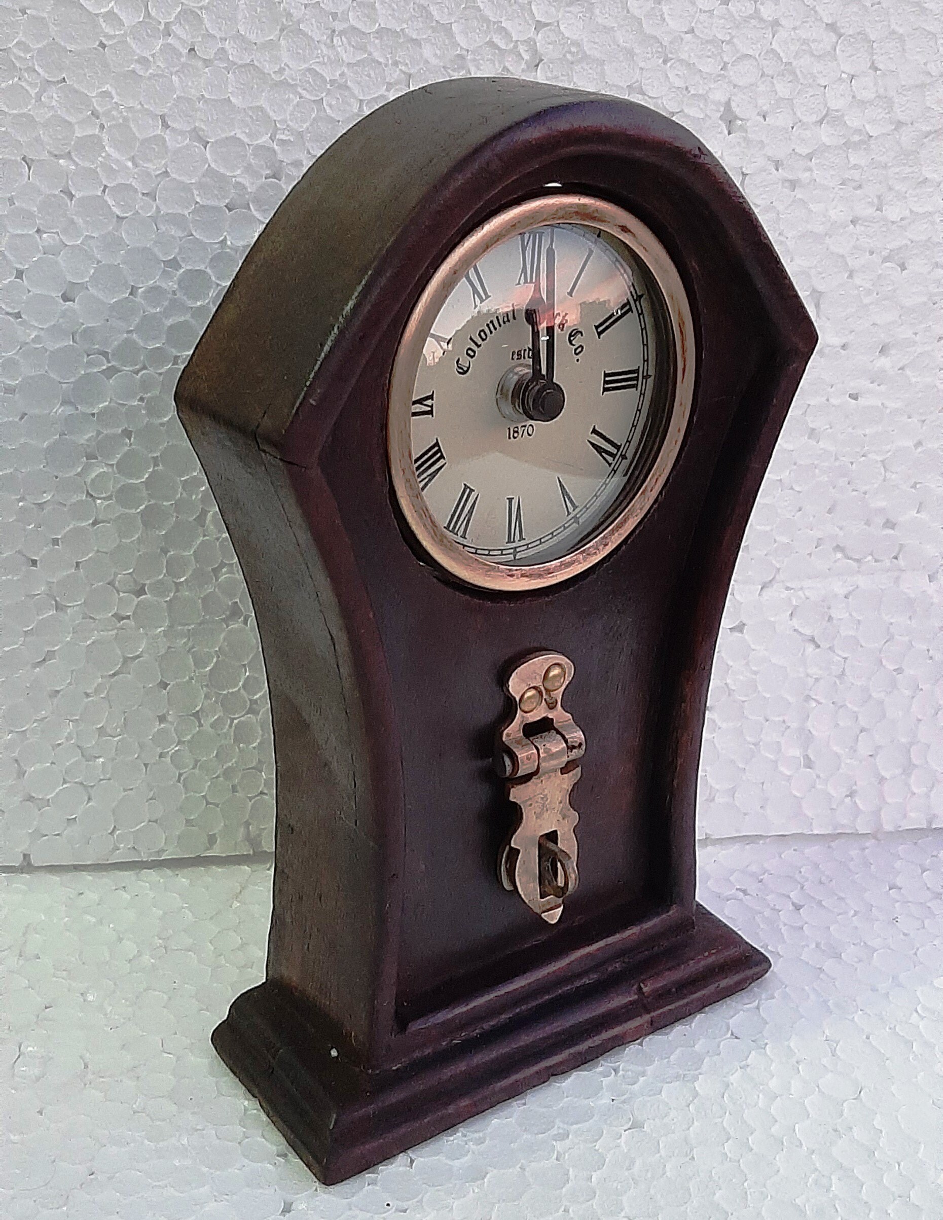 Wooden Clock Table Clock Hand Made Unique Design old Brass Etsy