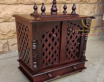 Wooden Temple Mandir Handcrafted Mandir Pooja Ghar Mandap For Worship Home Handicraft Pooja Room Decor Handicraft Art