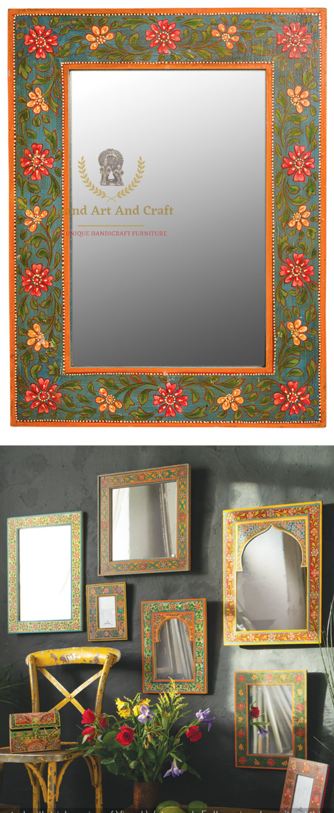 Wooden Mirror Frame Wall Mirror Frame Hand Painted Indian Wall | Etsy
