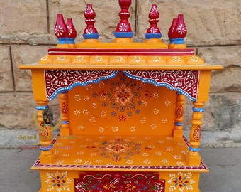 Holzstempel Mandir Handgefertigte Mandir Pooja Ghar Mandap Für Anbetung Wohnkultur Kunst