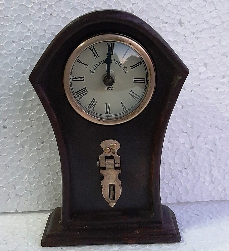 Wooden Clock Table Clock Hand Made Unique Design Old Brass - Etsy